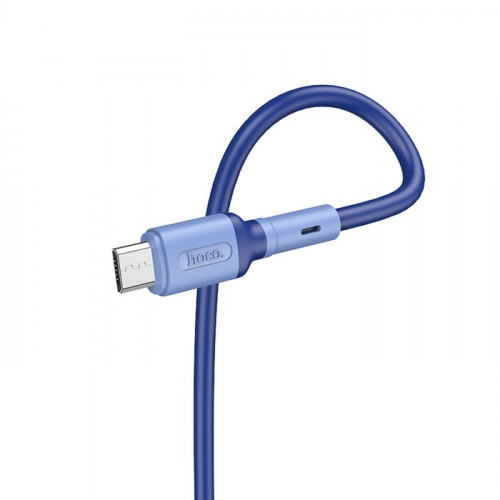 Кабель Hoco X65, microUSB - USB, 2.4 А, 1 м, TPE оплетка, синий Hoco