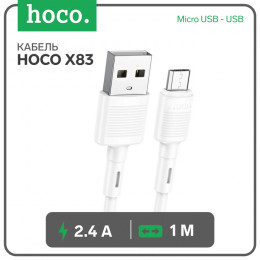 Кабель Hoco X83, Micro USB - USB, 2.4 А, 1 м, передача данных, ПВХ, белый