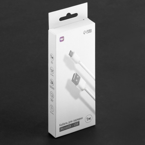 Кабель Windigo, microUSB - USB, 2 А, зарядка + передача данных, TPE оплетка, 1 м, белый Windigo