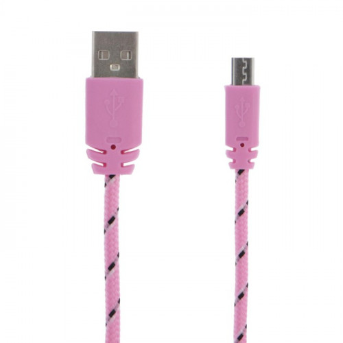 Кабель Luazon, microUSB - USB, 1 А, 1 м, оплётка нейлон, розовый Luazon Home