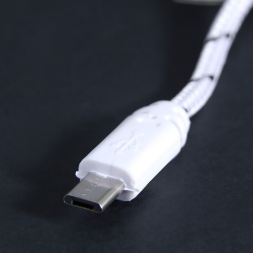 Кабель LuazON, microUSB - USB, 1 А, 0,9 м, оплётка нейлон, белый Luazon Home