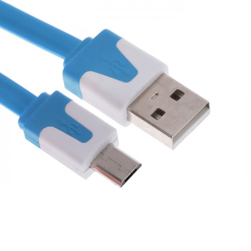 Кабель OXION DCC328, microUSB - USB, зарядка + передача данных, 1 м, плоский, синий Oxion