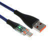Кабель, 2 А, MicroUSB  - USB, прозрачный, оплётка нейлон, 1 м, синий (производитель не указан)