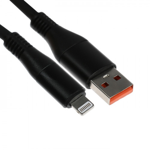 Кабель Lightning - USB, 5 A, оплётка TPE, утолщенный, 1 метр, чёрный (производитель не указан)