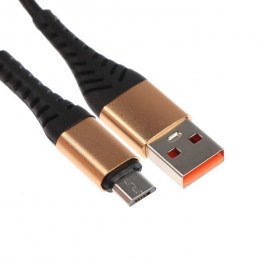 Кабель ONE DEPOT S03, microUSB - USB, 2.4 А, 1 метр, текстильная оплетка,черный