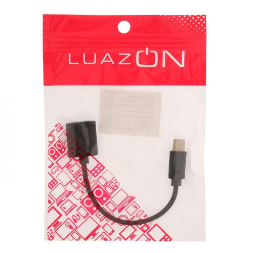 OTG кабель Luazon, Type-C - USB, 1 А, 0.14 м, чёрный Luazon Home