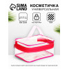 Косметичка-сундучок на молнии, маленькая, с ручкой, прозрачная, малиновая (производитель не указан)