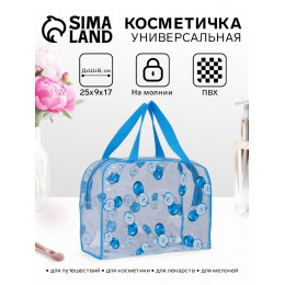 Косметичка-сумка на молнии для бассейна, большая, с ручками, с принтом, голубая