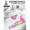 Косметичка для бассейна с застёжка зип-лок, большая, с принтом, прозрачная/розовая (производитель не указан)