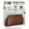Косметичка женская на фермуаре, маленькая, с принтом, коричневая (производитель не указан)