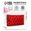 Косметичка-пенал на молнии, плоская, маленькая, с рисунком, красная (производитель не указан)
