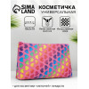 Косметичка-пенал на молнии, плоская, маленькая, с рисунком, розовая/разноцветная (производитель не указан)