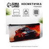 Косметичка-пенал на молнии, с рисунком, коричневая (производитель не указан)