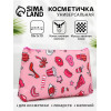 Косметичка-пенал на молнии, плоская, маленькая, с рисунком, розовая (производитель не указан)