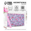 Косметичка-пенал на молнии плоская, с ручкой, с рисунком, белая/розовая (производитель не указан)