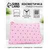 Косметичка-пенал на молнии простая, маленькая, с рисунком, розовая (производитель не указан)