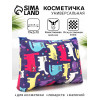 Косметичка-пенал на молнии, маленькая, с рисунком, синяя/разноцветная (производитель не указан)