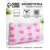 Косметичка-пенал на молнии плоская, маленькая, с рисунком, розовая (производитель не указан)