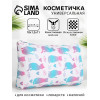 Косметичка-пенал на молнии плоская, маленькая, с рисунком, белая (производитель не указан)