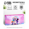 Косметичка-пенал на молнии, с рисунком, розовая/разноцветная (производитель не указан)