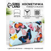 Косметичка-пенал на молнии, плоская, с рисунком, голубая (производитель не указан)
