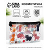 Косметичка-пенал на молнии, с рисунком, прозрачная/чёрная/разноцветная (производитель не указан)