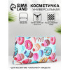 Косметичка-пенал на молнии, плоская, маленькая, с рисунком, голубая/разноцветная (производитель не указан)