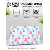 Косметичка-пенал на молнии, плоская, маленькая, с рисунком, голубая (производитель не указан)