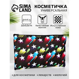 Косметичка-пенал на молнии, плоская, с рисунком «Комета», чёрная