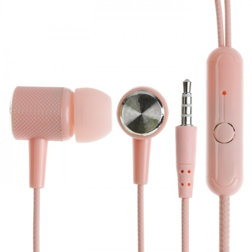 Наушники CB-51, проводные, вакуумные, микрофон, 1 м, Jack 3.5 мм, розовые (производитель не указан)
