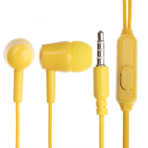 Наушники Exployd EX-HP-1371, вакуумные, микрофон, 102 дБ, 32 Ом, 3.5 мм, 1.2 м, желтые Exployd