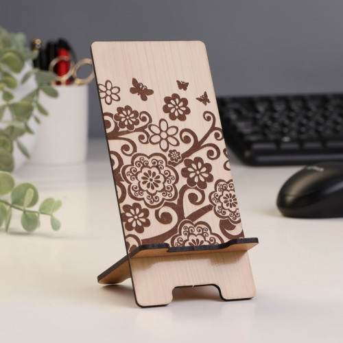 Подставка под телефон «Цветы и бабочки», 7×8×15 см (производитель не указан)