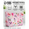 Косметичка на молнии простая, с рисунком, розовая (производитель не указан)