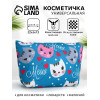 Косметичка на молнии простая, маленькая, с рисунком, синяя (производитель не указан)