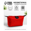 Косметичка на молнии простая, маленькая, с рисунком, красная (производитель не указан)