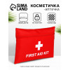 Косметичка-аптечка на молнии, большая, плоская, с рисунком, красная (производитель не указан)
