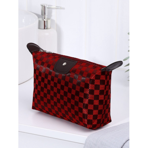 Косметичка простая на молнии, бордовая (производитель не указан)