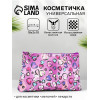 Косметичка-пенал на молнии, плоская, маленькая, с рисунком «Сердечки», розовая/разноцветная (производитель не указан)