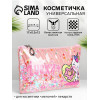Косметичка-пенал на молнии, плоская, с рисунком, пудровая (производитель не указан)