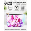 Косметичка женская на молнии, маленькая, с подкладом, с принтом, розовая/голубая (производитель не указан)