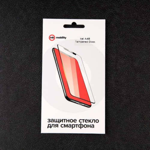 Защитное стекло mObility, для Itel A48, полный клей, черное Red Line