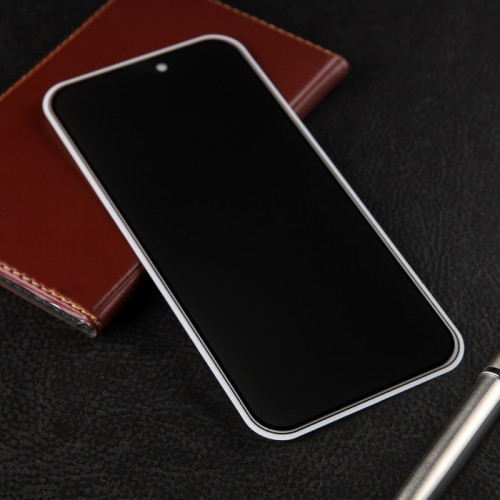 Защитное стекло для iPhone 15 Pro Max, антишпион, 9H, 0.33 мм, чёрная рамка (производитель не указан)
