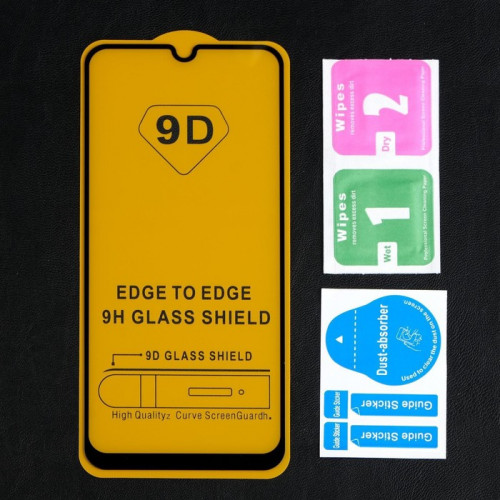 Защитное стекло 9D LuazON для Samsung A20/A30/A50 (2019), полный клей, 0.33 мм, черное Luazon Home
