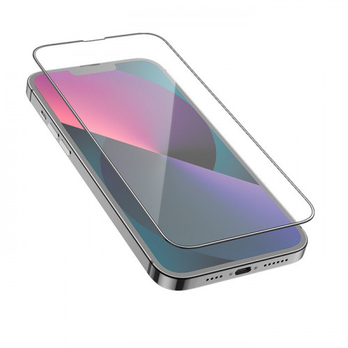 Защитное стекло Hoco G1, для iPhone 13 Pro Max, ПЭТ слой, анти отпечатки, черная рамка Hoco