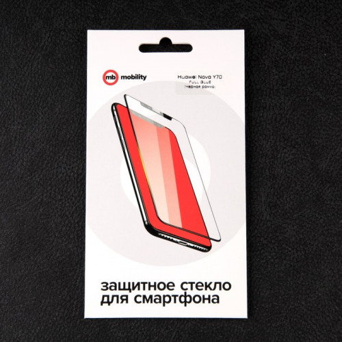Защитное стекло mObility, для Huawei Nova Y70, полный клей, черное Red Line