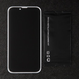 Защитное стекло для iPhone 13/13 Pro/14, антишпион, 9H, 0.33 мм, чёрная рамка