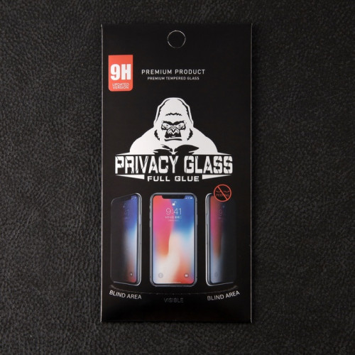 Защитное стекло для iPhone 15 Pro Max, антишпион, 9H, 0.33 мм, чёрная рамка (производитель не указан)