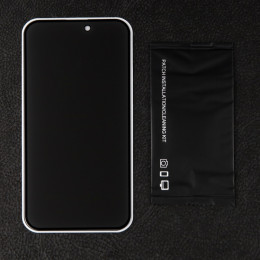 Защитное стекло для iPhone 15 Plus / 16 Plus, антишпион, 9H, 0.33 мм, чёрная рамка