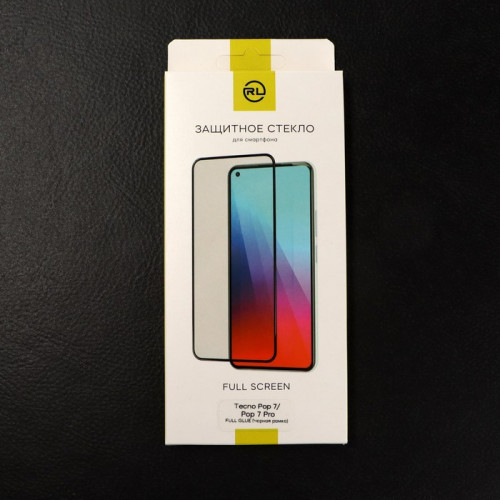 Защитное стекло MB mobility для Tecno Pop 7/Pop 7 Pro, Full Screen, полный клей, черное (производитель не указан)