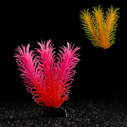 Растение искусственное аквариумное, светящееся, 8 см, красное Пижон Аква